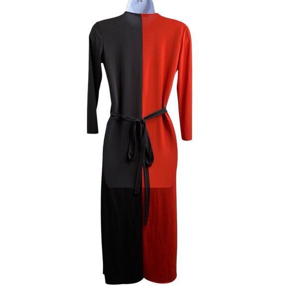 Zara Women's Red Black Color Block Wrap Dress Size M Bold Statement Retro‎ Chic - Picture 2 of 11